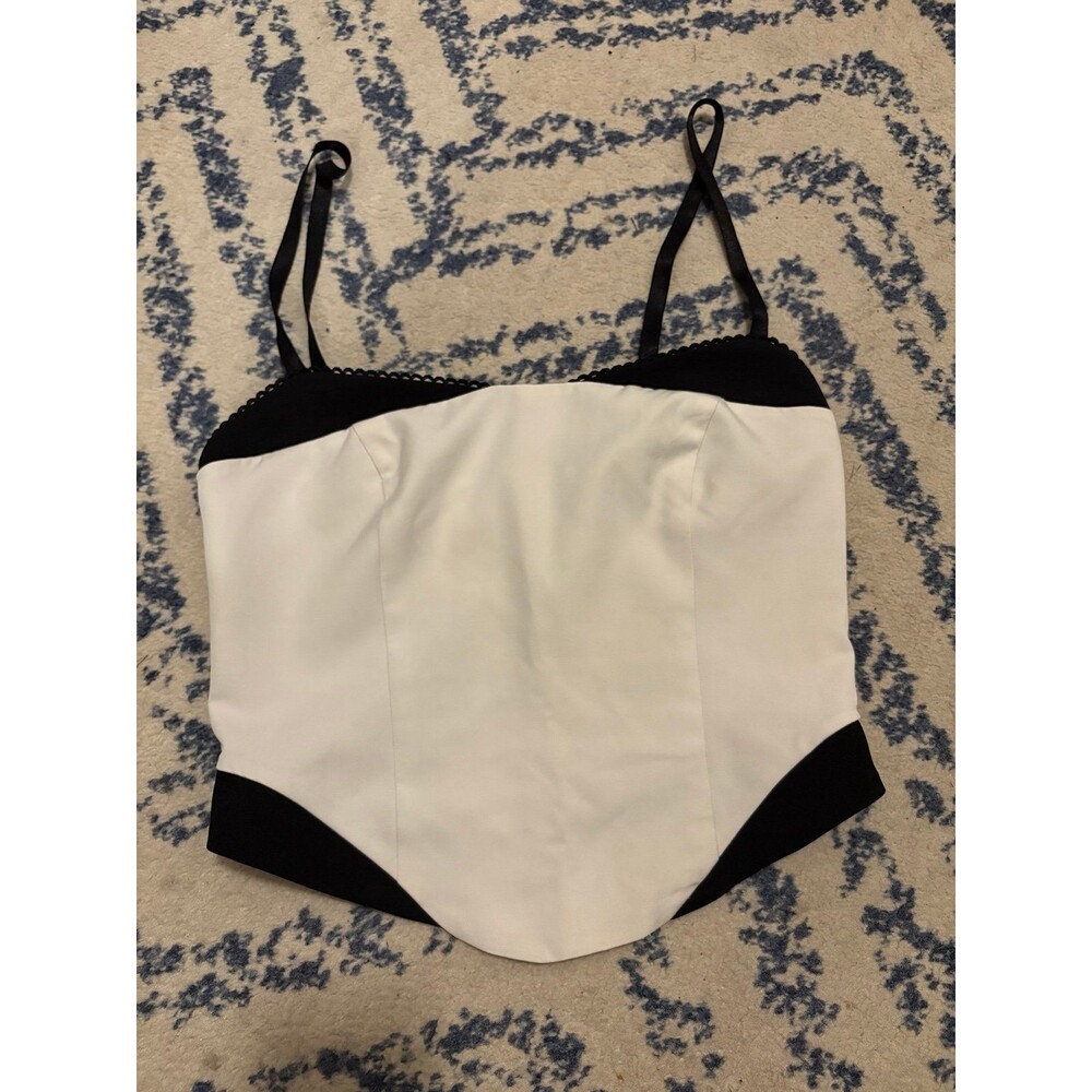 Black and White Corset Style White Fox Tank Top